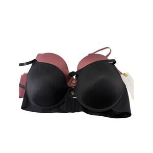 Adrienne Vittadini Bra 2 Pack Mauve Black Padded Underwire 38C